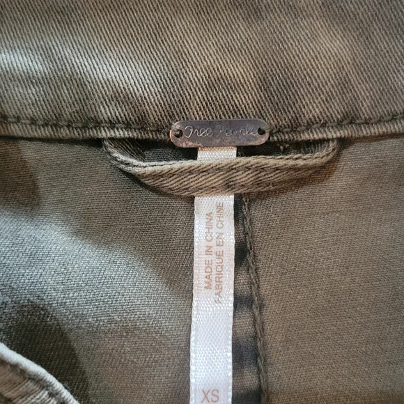 Free People Olive Green Utility Jacket with Peplum Hem - Picture 3 of 13